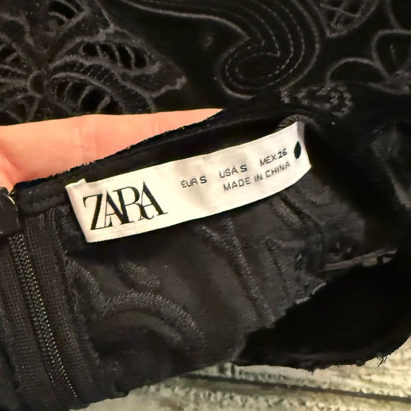 Beautiful! Zara black embroidered lace see thru velvet blouse shirt . S - Picture 5 of 9